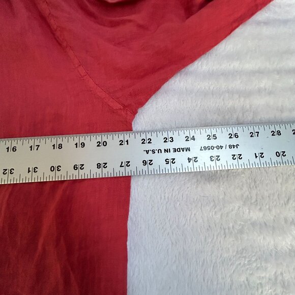 TP'S Mens Linen Red Long Sleeve Button-Down Shirt Medium Eco-Wash Natural Fit - Picture 6 of 7